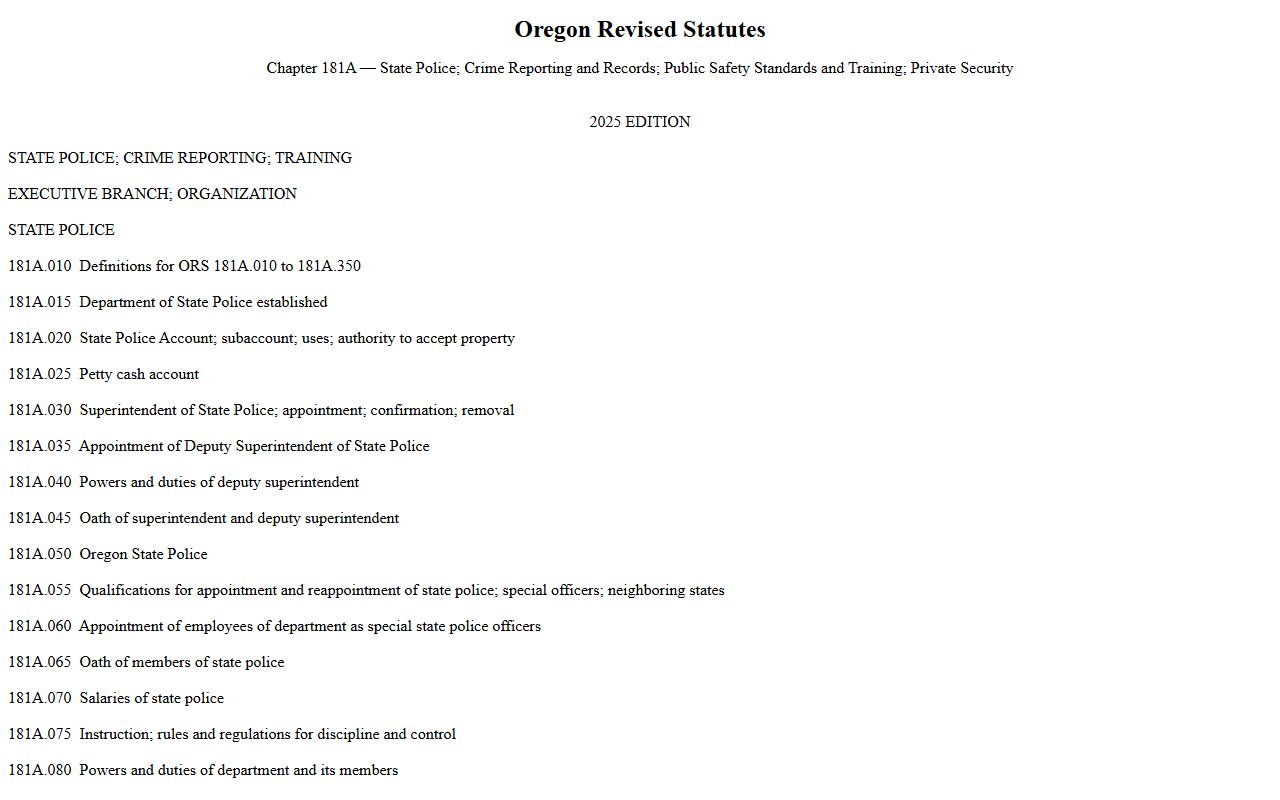 ORS Chapter 181A criminal offender information statute for Marion County arrest records