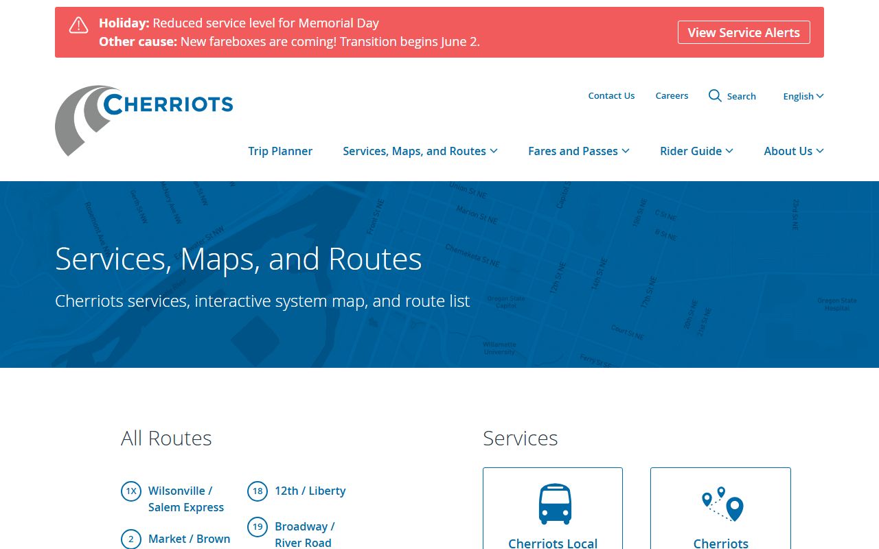 Cherriots transit services serving the Marion County Circuit Court