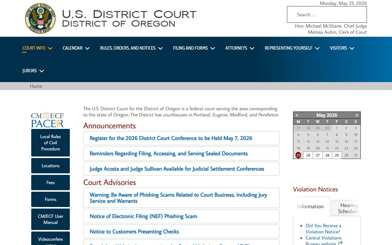 U.S. District Court for Oregon serving Marion County