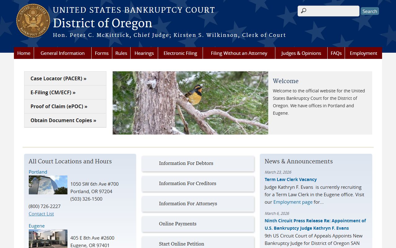 U.S. Bankruptcy Court for Oregon serving Marion County
