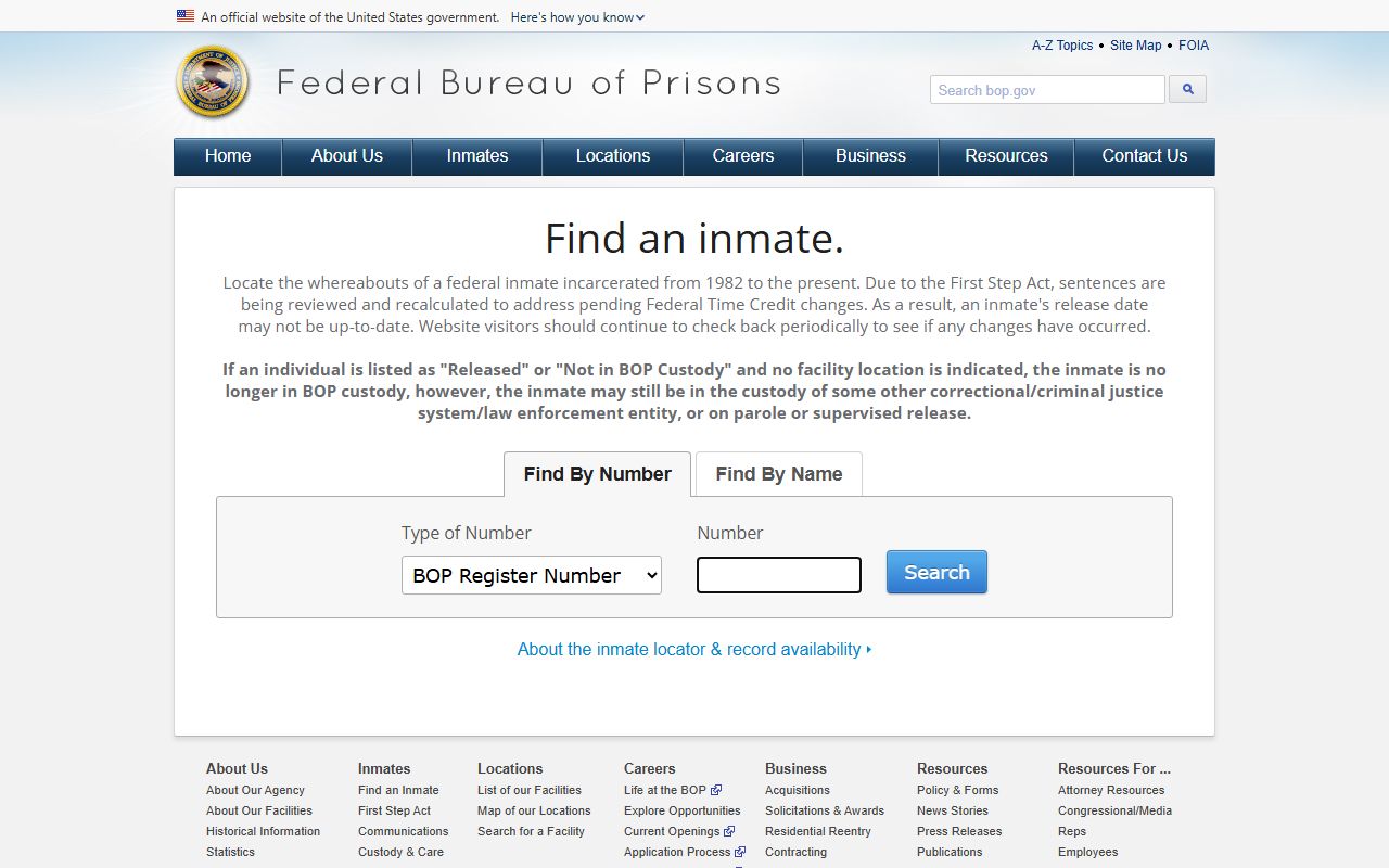 Federal BOP inmate locator for federal custody counts beyond Marion County
