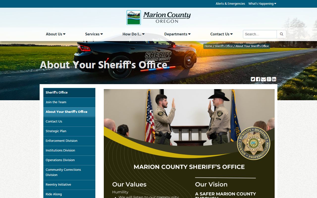 Marion County Sheriff bio page for the office that runs the inmate roster
