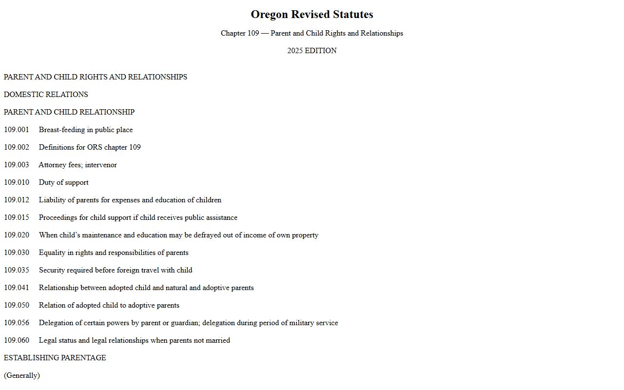 ORS Chapter 109 adoption statute related to Marion County probate records