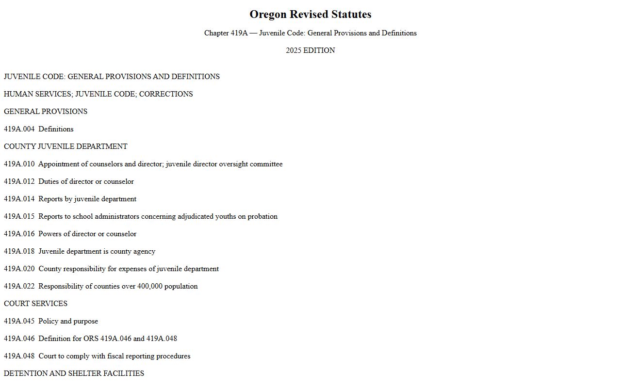 ORS Chapter 419A juvenile records statute for Marion County public records exemptions