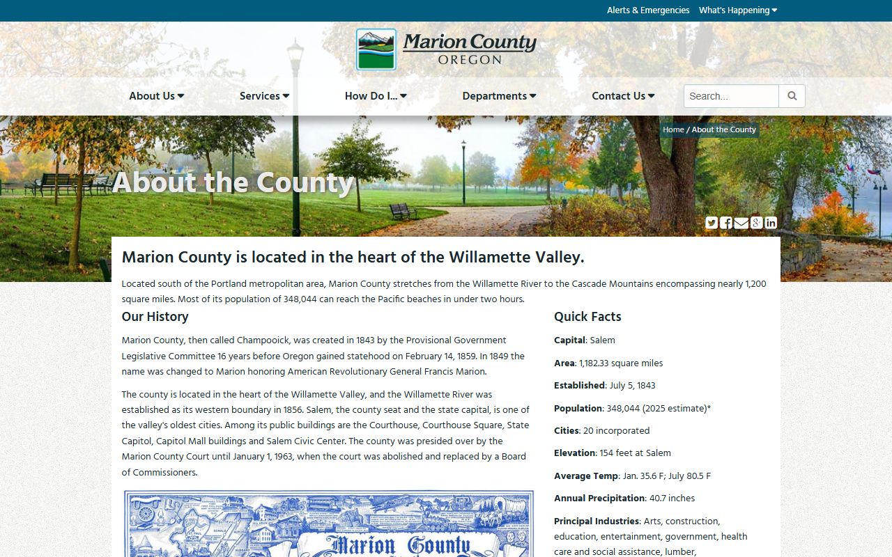 Marion County about page for public records and county services