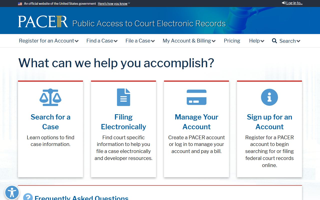 PACER federal court records system for Marion County warrant and case lookups
